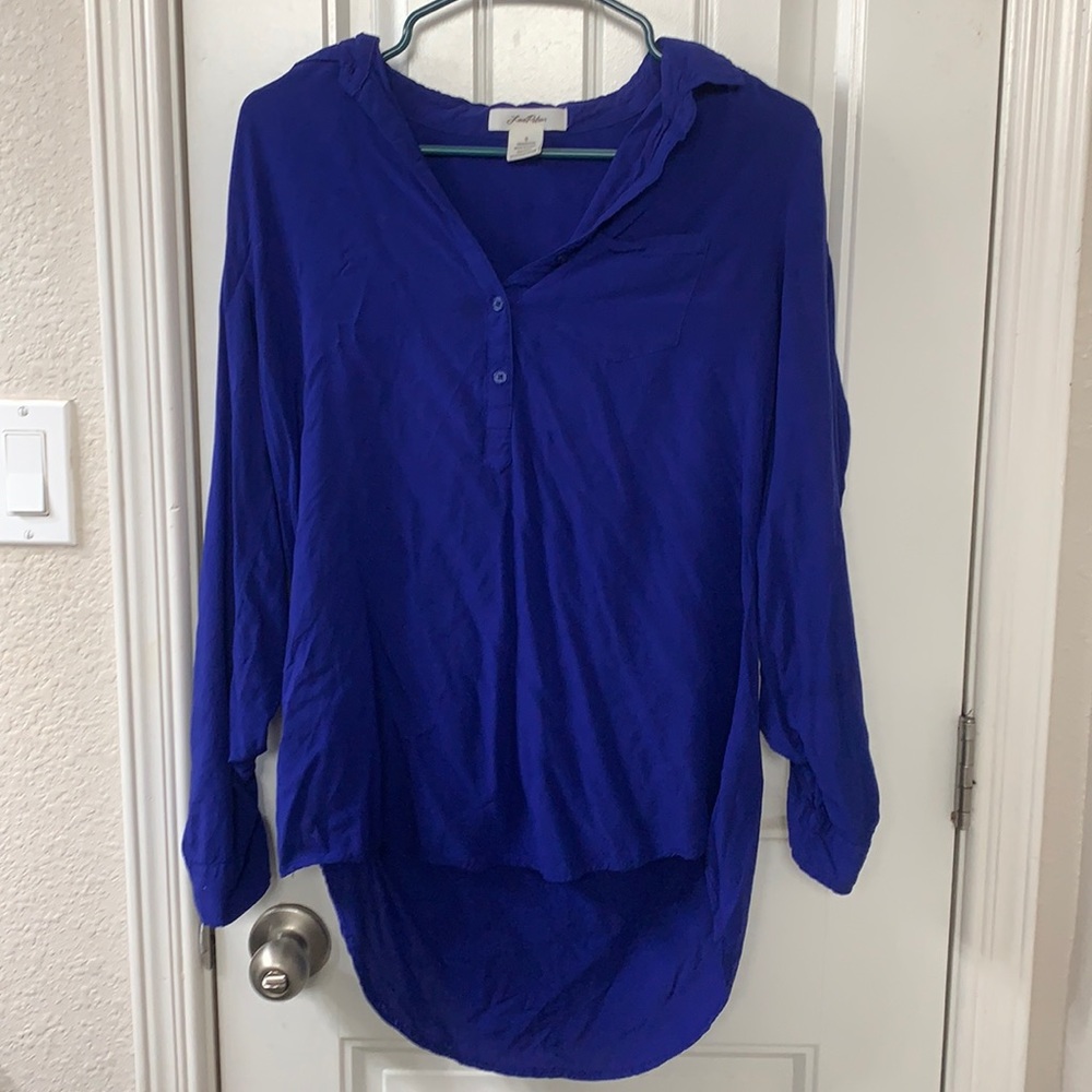 Blue half button up shirt